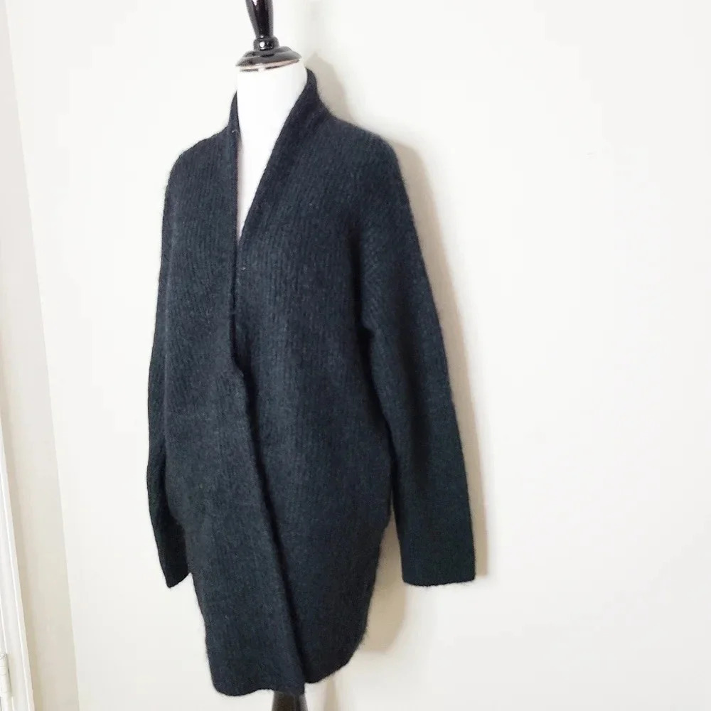 & Other Stories Sea Green Black Wool Blend Cardigan Sweater S - Picture 2 of 6